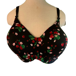 Torrid sz 54C black bra with strawberries and floral design